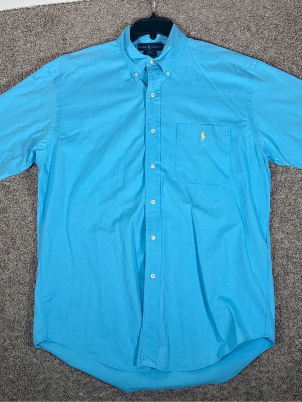 🩵Ralph Lauren Turquoise Button-Down Shirt with Yellow Pony
